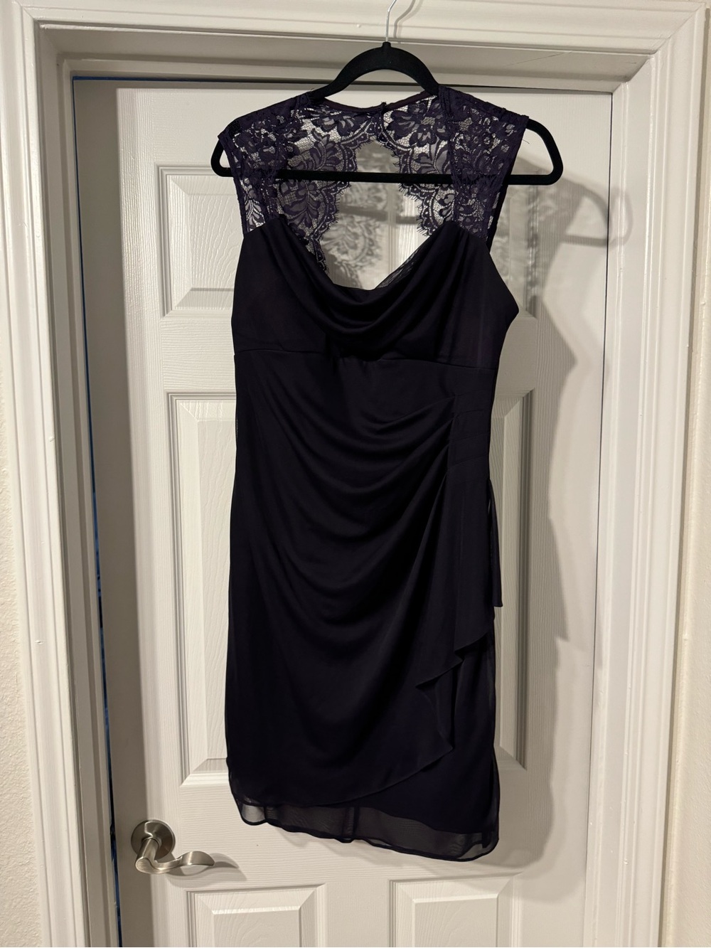 Lace Yoke Cocktail Dress in Deep Purple